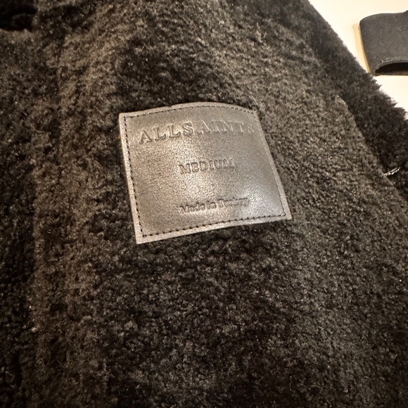 All Saints Harley Black Shearling Jacket - Picture 2 of 5